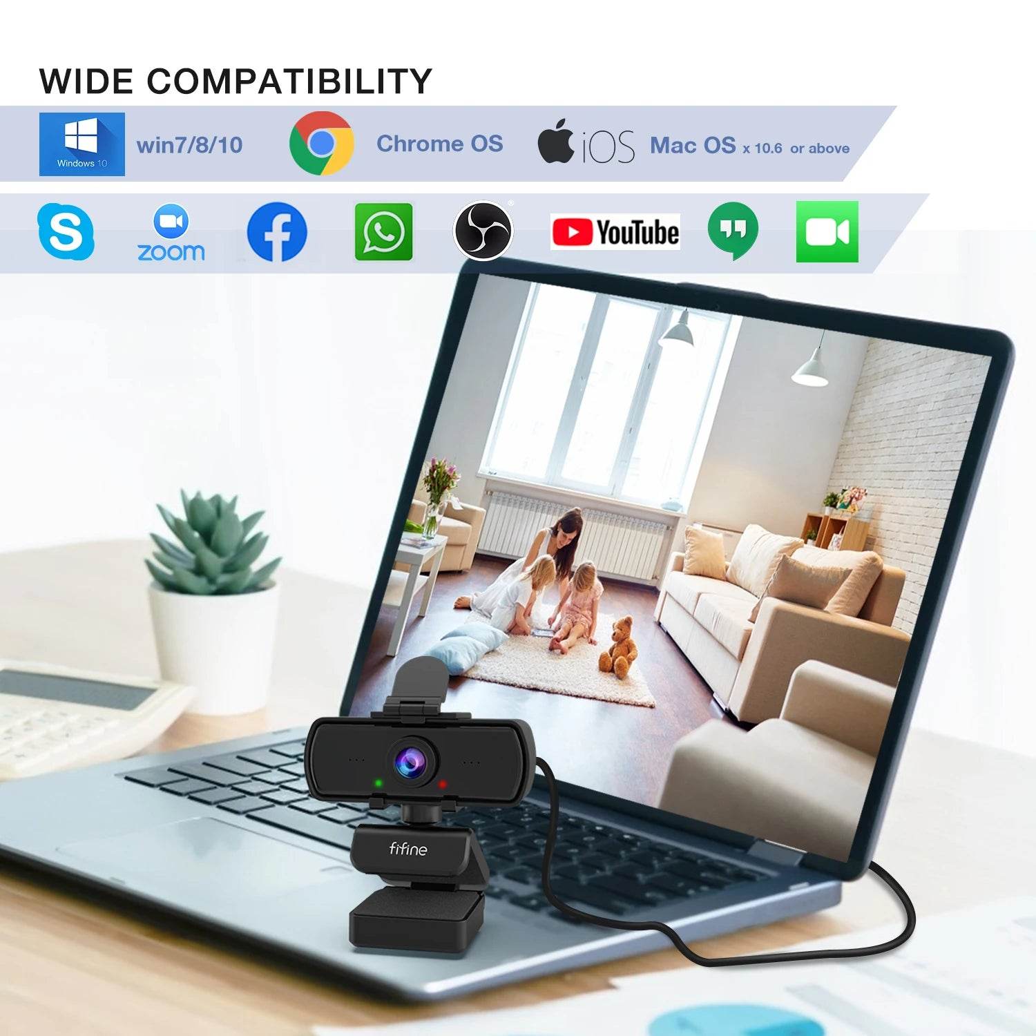 Webcam FIFINE 1440p Full HD cu Microfon și Trepied - Venduqo