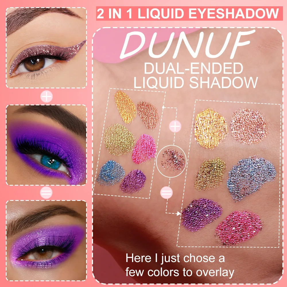 DUNUF 2 IN 1 Fard de Pleoape Dublu cu Glitter