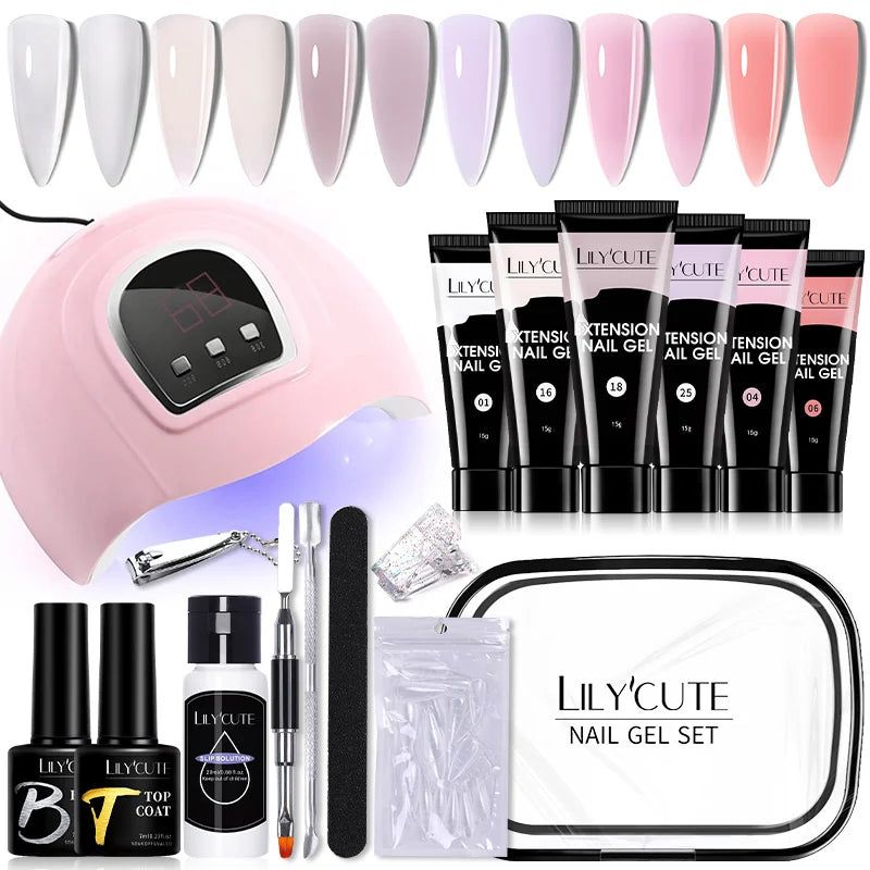 LILYCUTE Set Manicure 15ML cu Gel pentru Extensii Unghii și Lampă UV