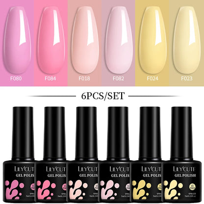 Set 6 Piese Oja Gel Termica LILYCUTE 7ML Serie Roșie