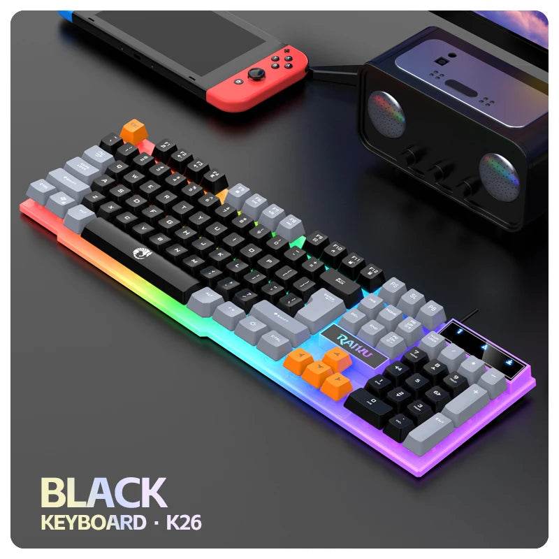 Set Tastatură și Mouse RAIKU T26 cu Iluminare RGB - Venduqo