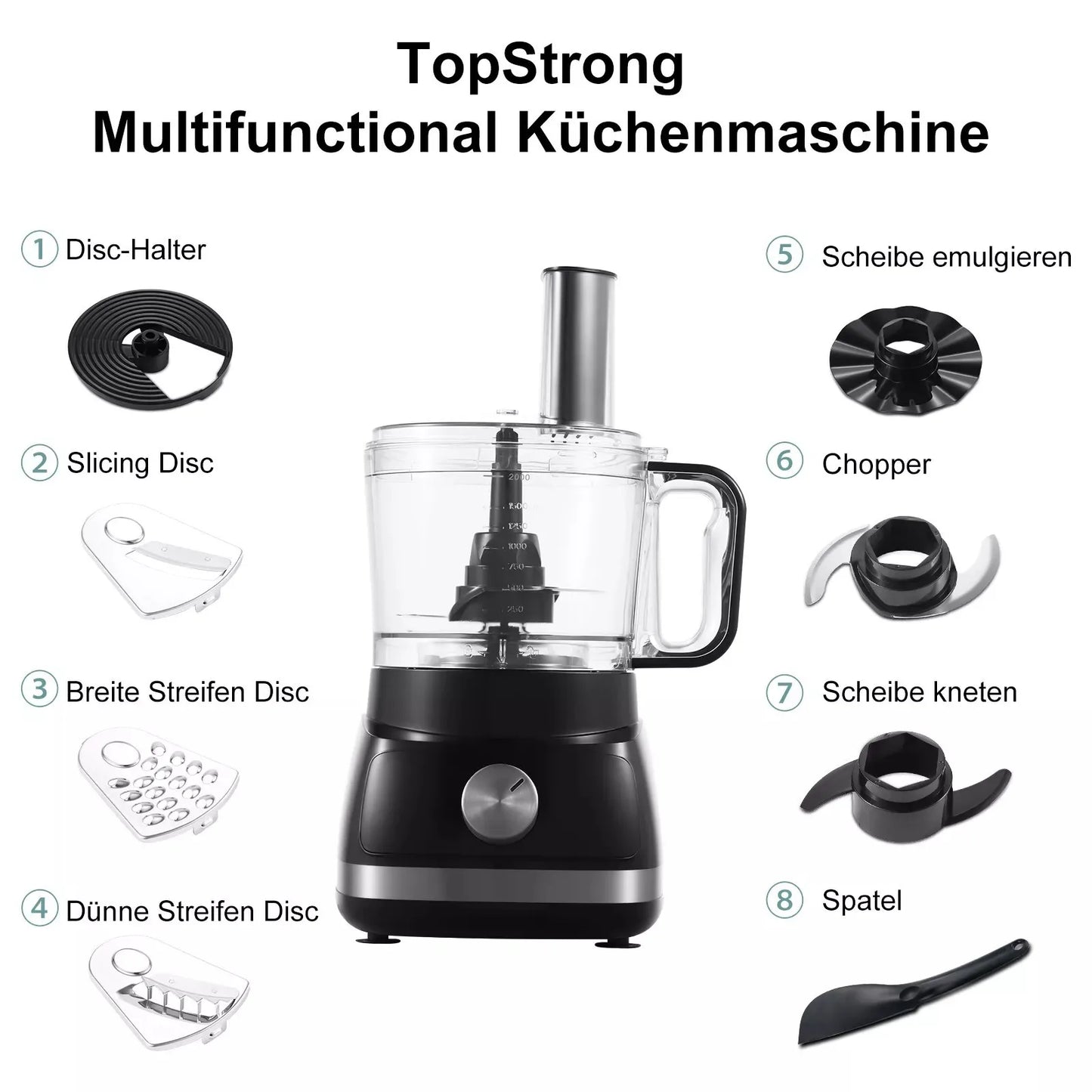 Topstrong 800W 8-in-1 Râșniță de Carne Multifunțională EUFP421