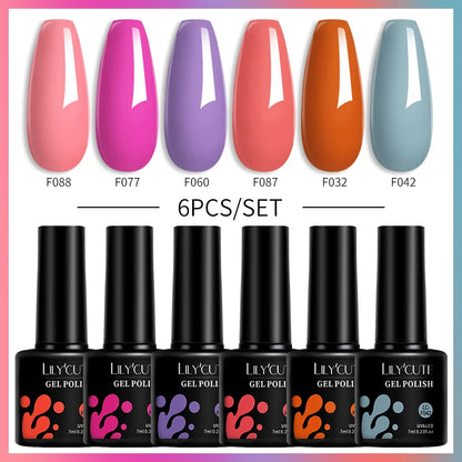 Set 6 Piese Oja Gel Termica LILYCUTE 7ML Serie Roșie