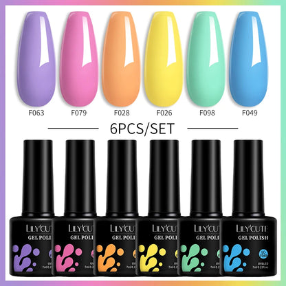 Set 6 Piese Oja Gel Termica LILYCUTE 7ML Serie Roșie