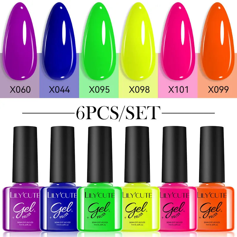 LILYCUTE Set de 6 Piese 7ml Oja Gel pentru Unghii DIY