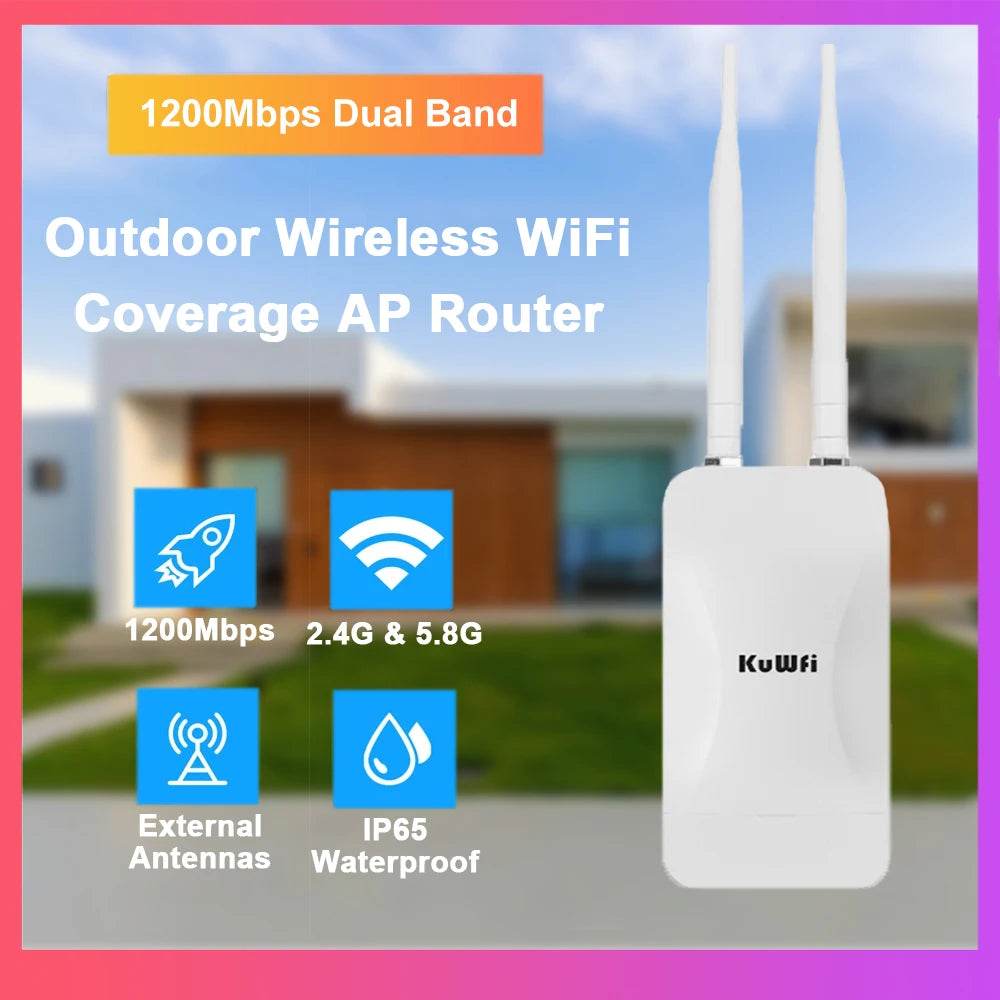 Router AP KuWFi 1200Mbps Outdoor Dual Band cu Antene Externe - Venduqo