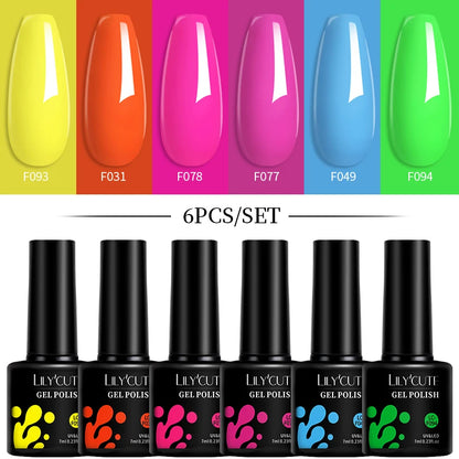 Set 6 Piese Oja Gel Termica LILYCUTE 7ML Serie Roșie