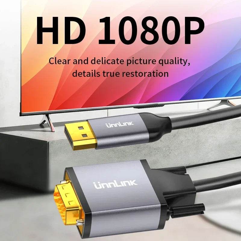 Adaptator Unnlink DisplayPort la VGA 1.8m 1080P - Venduqo