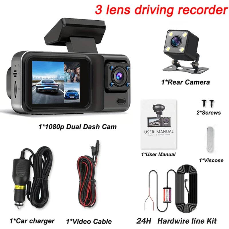 Camera video auto 3 canale 1080P cu înregistrare - Venduqo