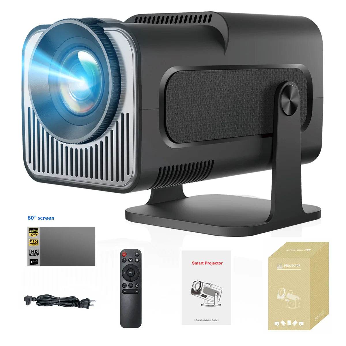 Proiector Mini Portabil HY320 4K 1080P Android11 WiFi6 BT5.0 - Venduqo