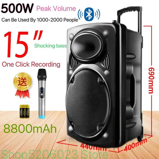 Boxă Bluetooth Wireless 15 Inch pentru Karaoke și Distracție în Aer Liber - Venduqo