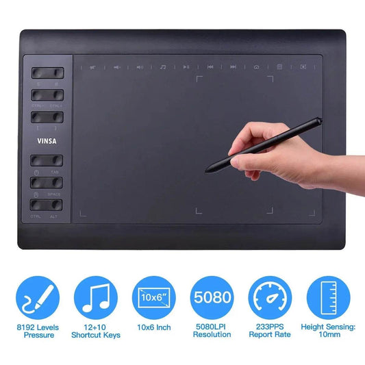 Tableta Grafică Profesională 10x6 Inch cu 12 Taste Express - Venduqo