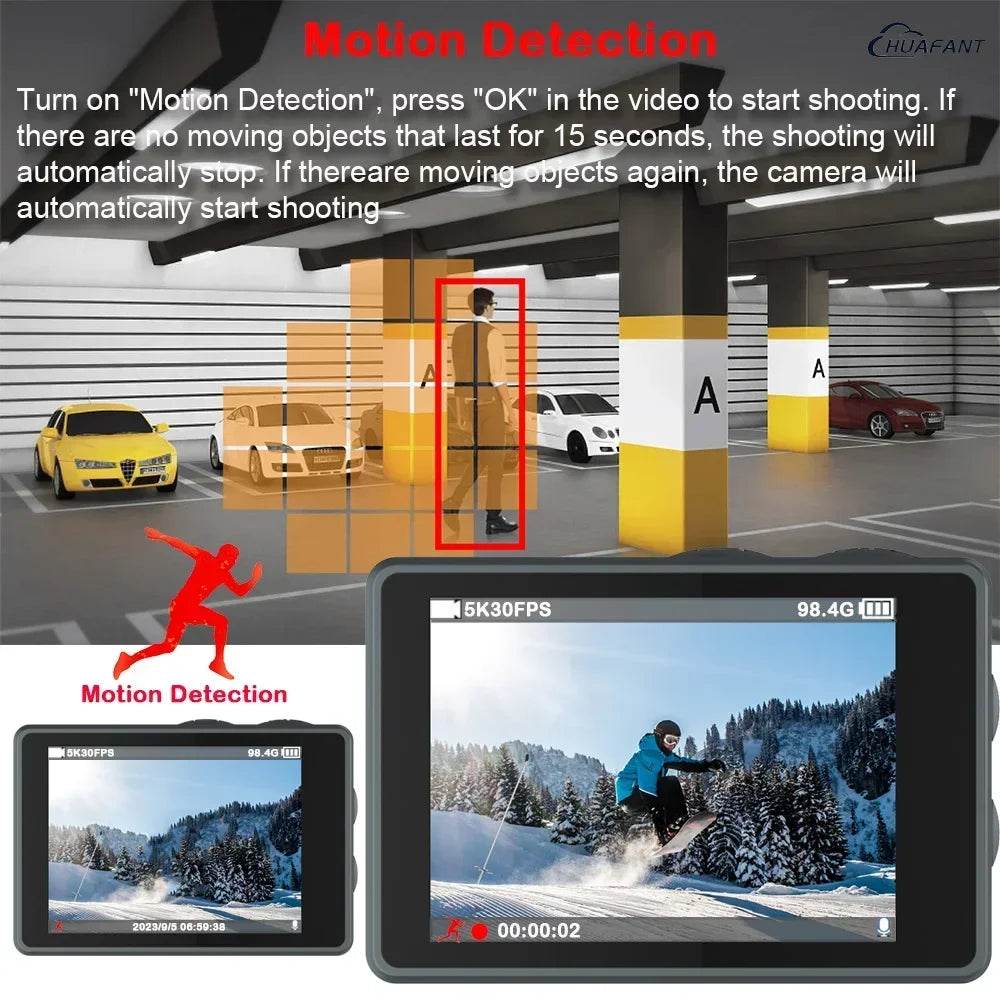 Cameră de Acțiune 5K 4K60FPS cu Ecran IPS Touch LCD și Microfon - Venduqo