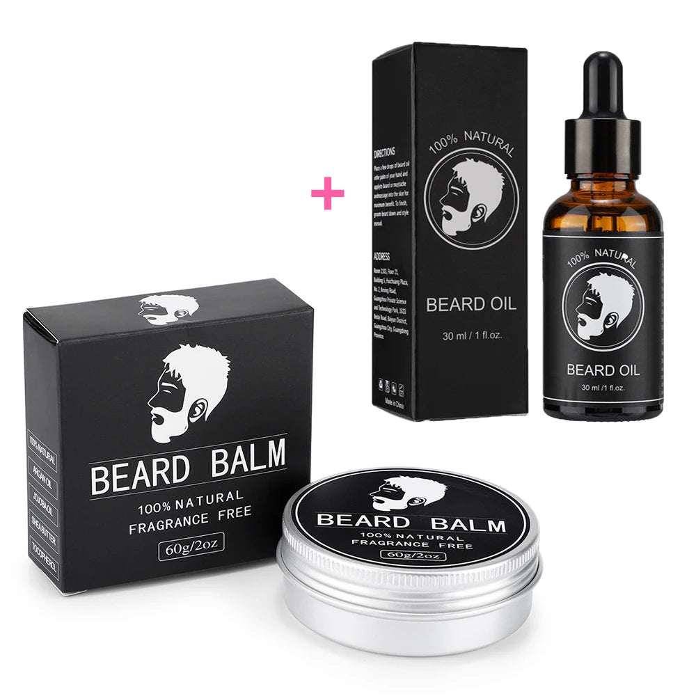 Kit Creștere Barbă pentru Bărbați - Balsam Natural, Ceară și Ulei