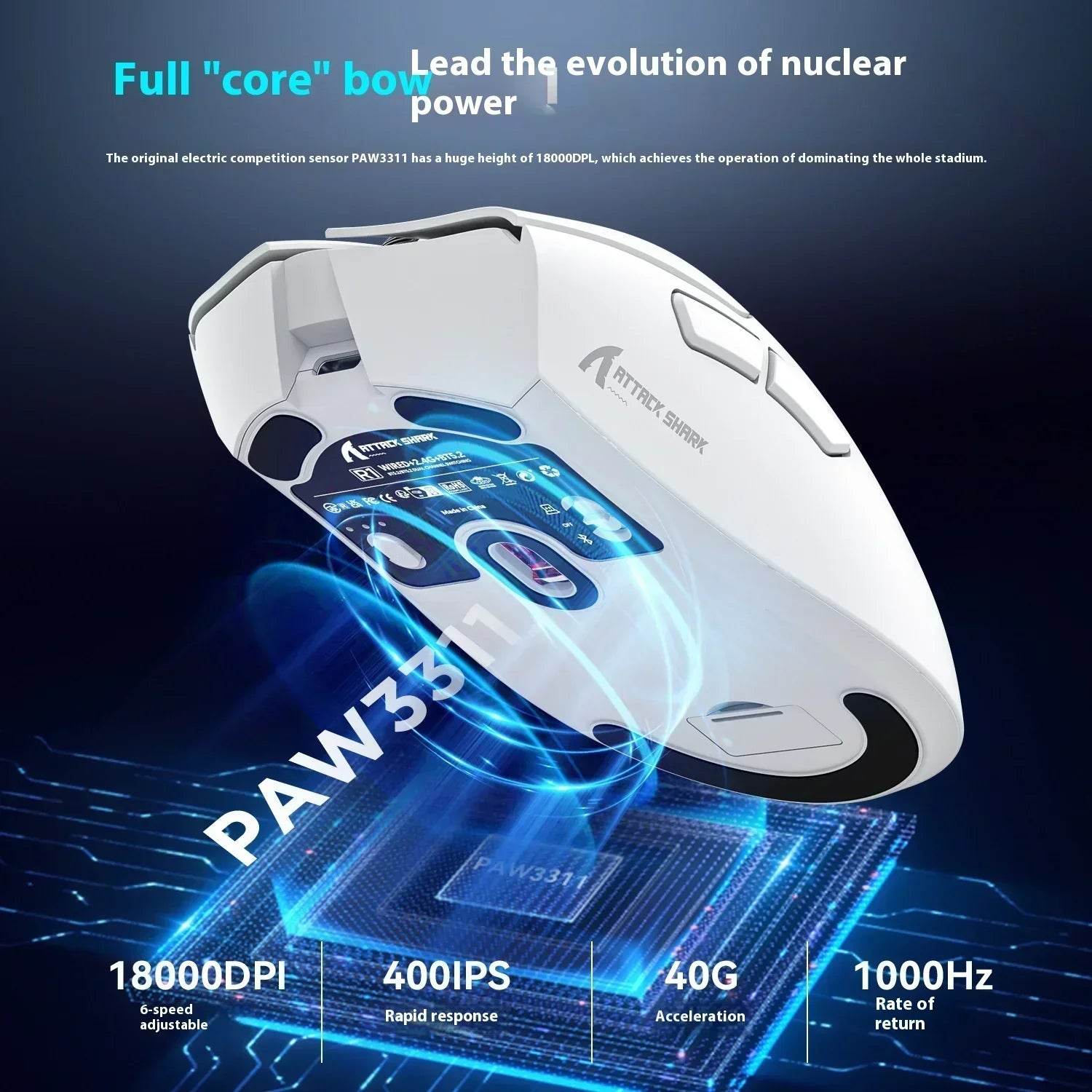 Mouse Wireless Attack Shark R1 - E-sports, Ergonomic - Venduqo