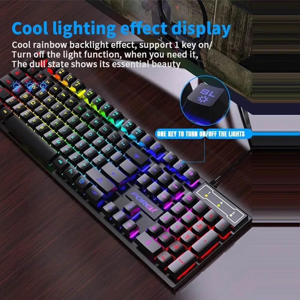 Keyboard și Mouse Set Mecanic Luminat 104 Taste - Venduqo