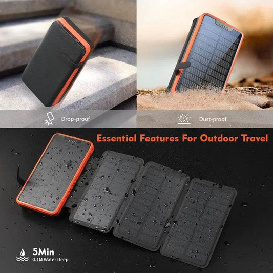 Bancă de Putere Solară Pliabilă 26800mAh cu 4 Panouri Solare - Venduqo