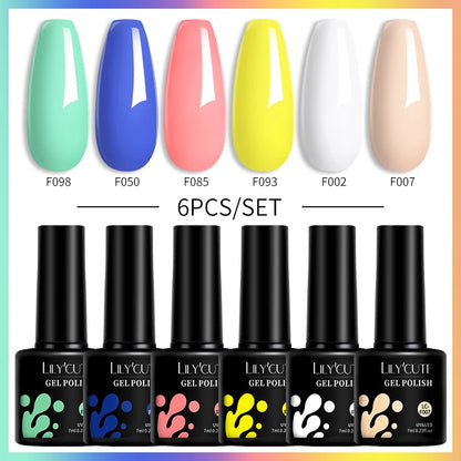 Set 6 Piese Oja Gel Termica LILYCUTE 7ML Serie Roșie