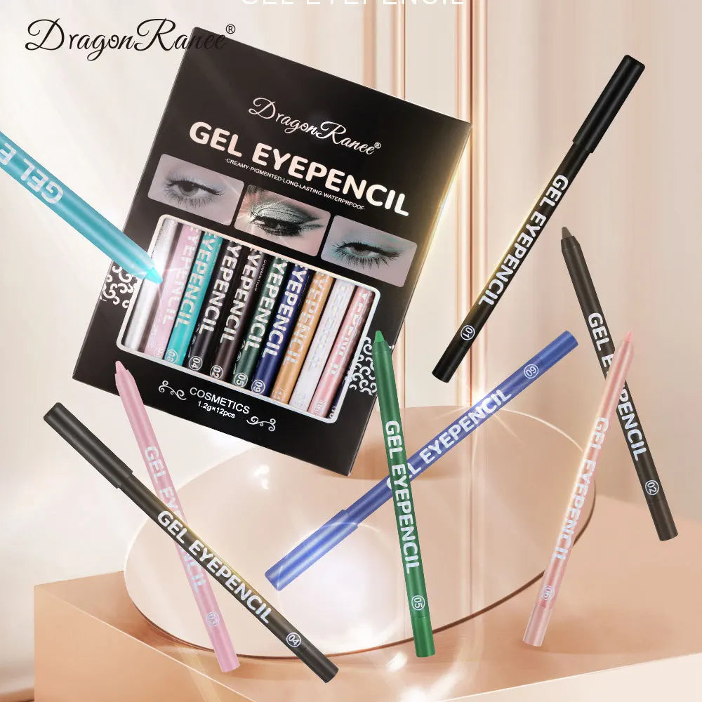 Set Creioane Eyeliner Colorat Dragon Ranee 12 Culori