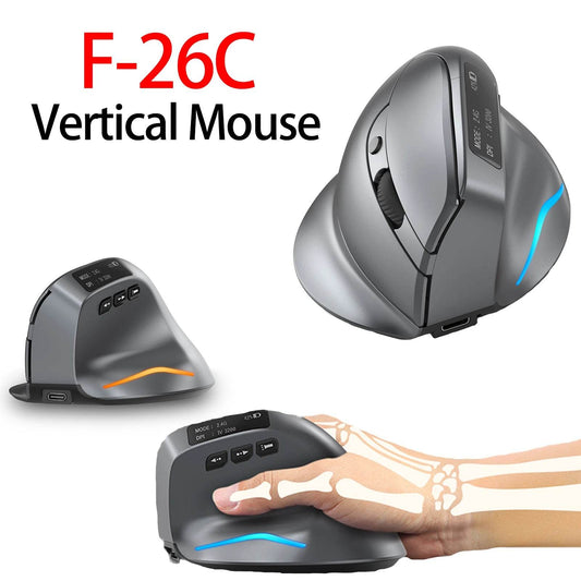 Mouse Vertical Ergonomic F-26C 2.4G Wireless 3200DPI - Venduqo