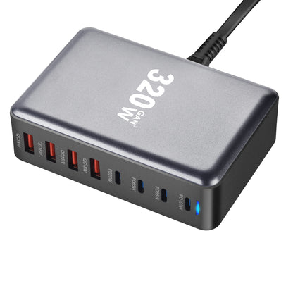 Încărcător GaN 320W USB C Rapid cu 8 Porturi