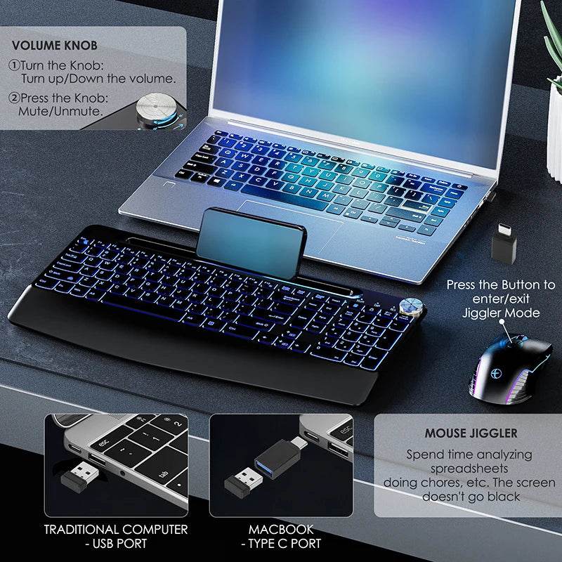 Set Tastatură și Mouse Wireless Ergonomic 2.4G Reîncărcabil - Venduqo