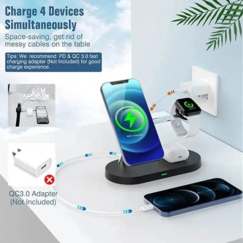 Încărcător Wireless 3 în 1 Magnetic pentru iPhone 12-16 și Apple Watch - Venduqo
