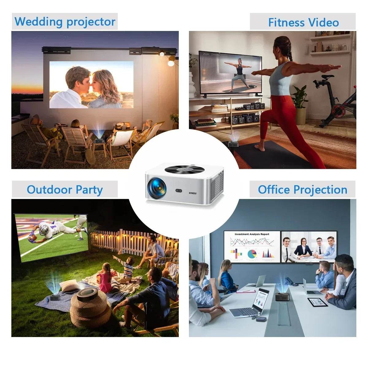 XIWBSY Proiector AutoFocus 1000Ansi cu Bluetooth 5.2 - Venduqo