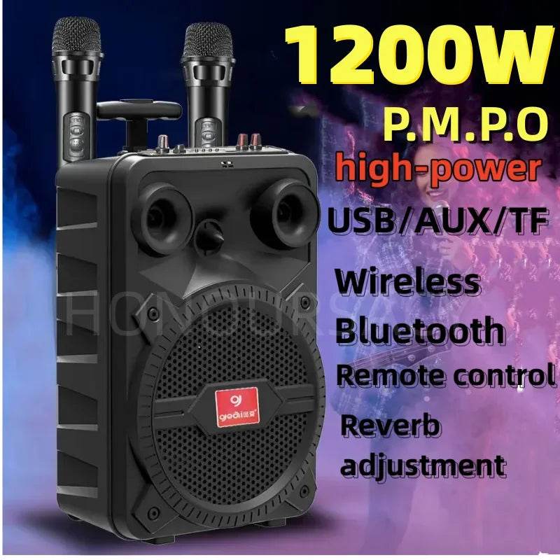 Boxa Bluetooth 1200W P.M.P.O cu Microfon Dual pentru Karaoke - Venduqo