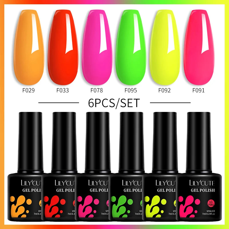 Set 6 Piese Oja Gel Termica LILYCUTE 7ML Serie Roșie