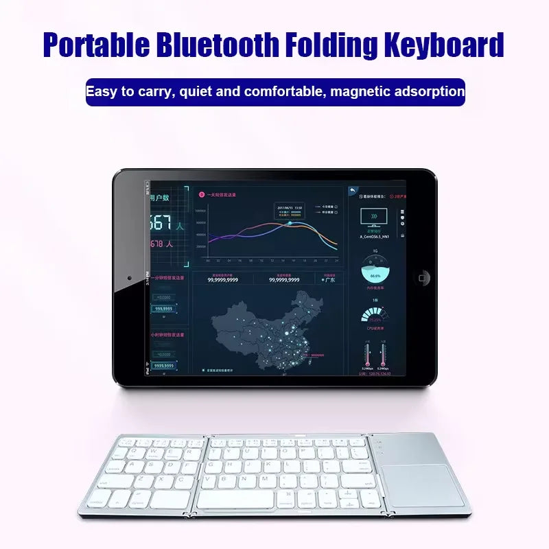 Tastatură Bluetooth Pliabilă cu Touchpad pentru IOS Android Windows