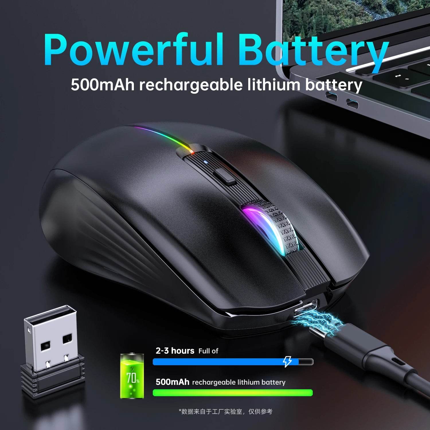 Mouse Wireless Dual-mode Reîncărcabil cu Buton Mute RGB 1600 DPI - Venduqo