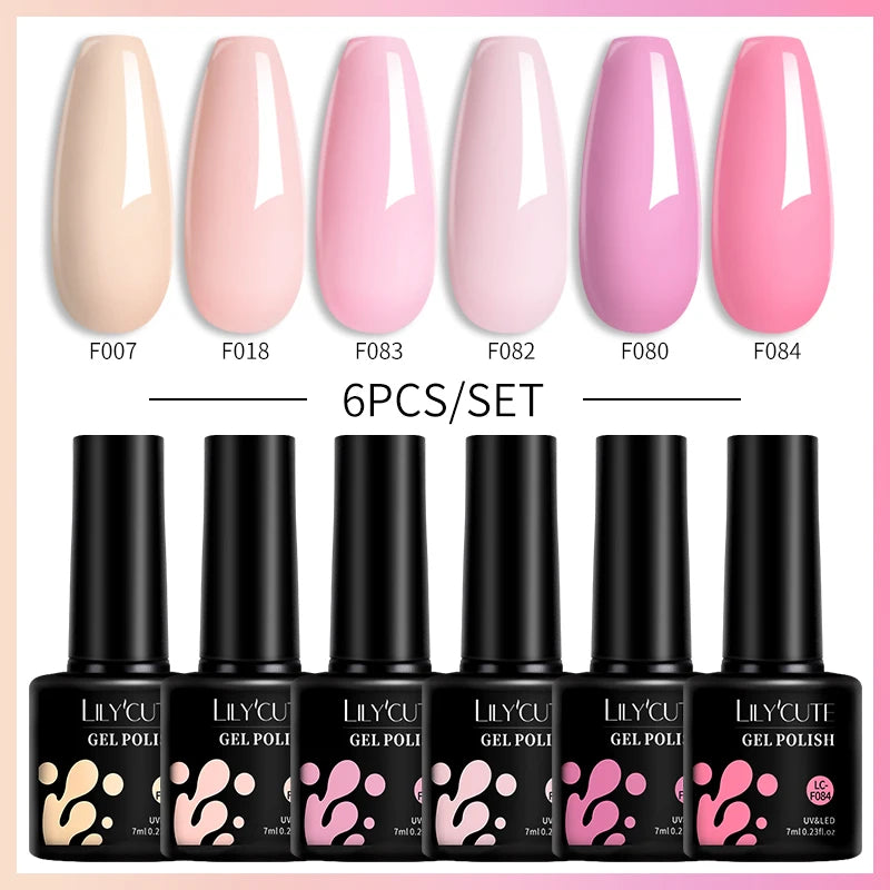 Set 6 Piese Oja Gel Termica LILYCUTE 7ML Serie Roșie