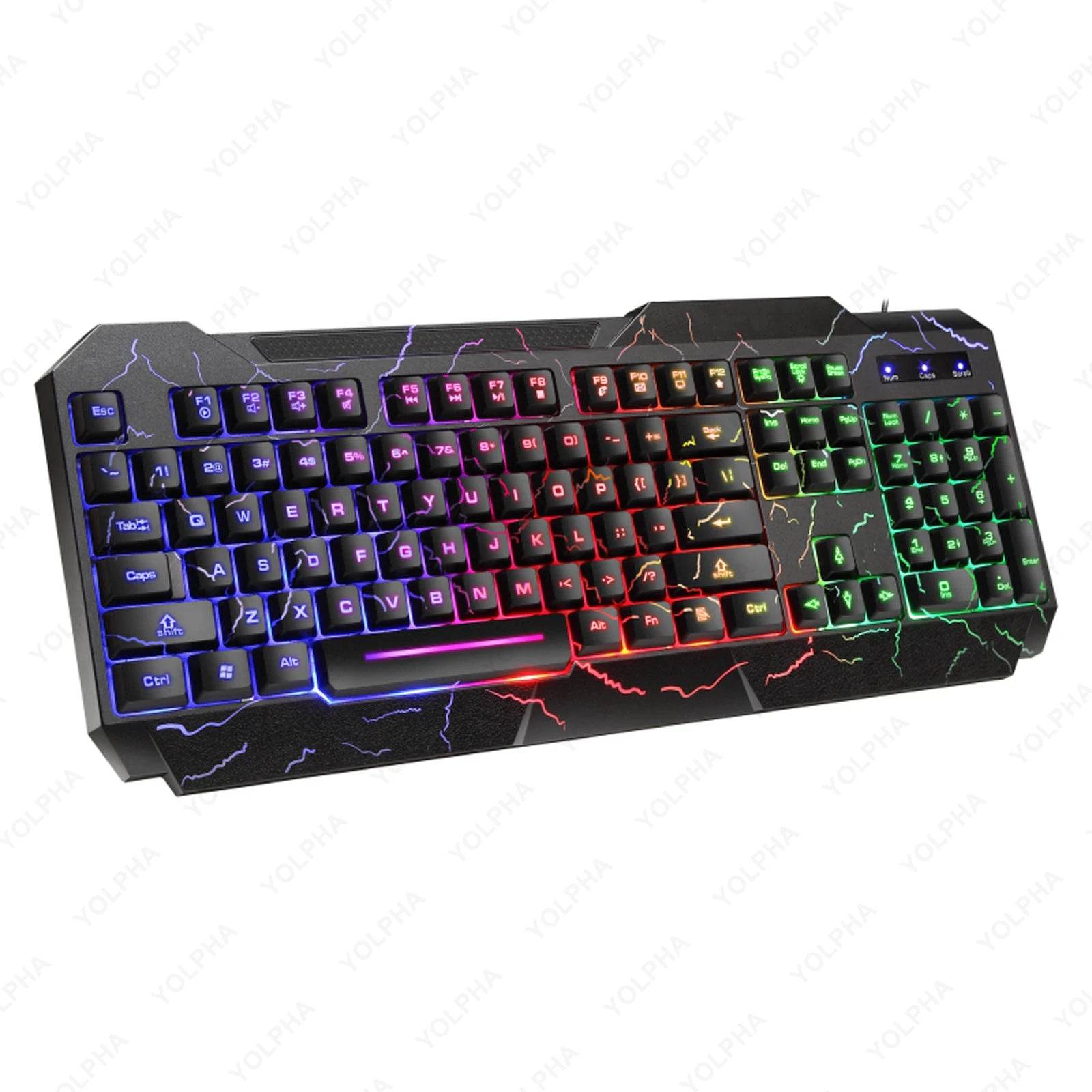 Set Tastatură și Mouse Gaming Crack Rainbow Glow - Venduqo