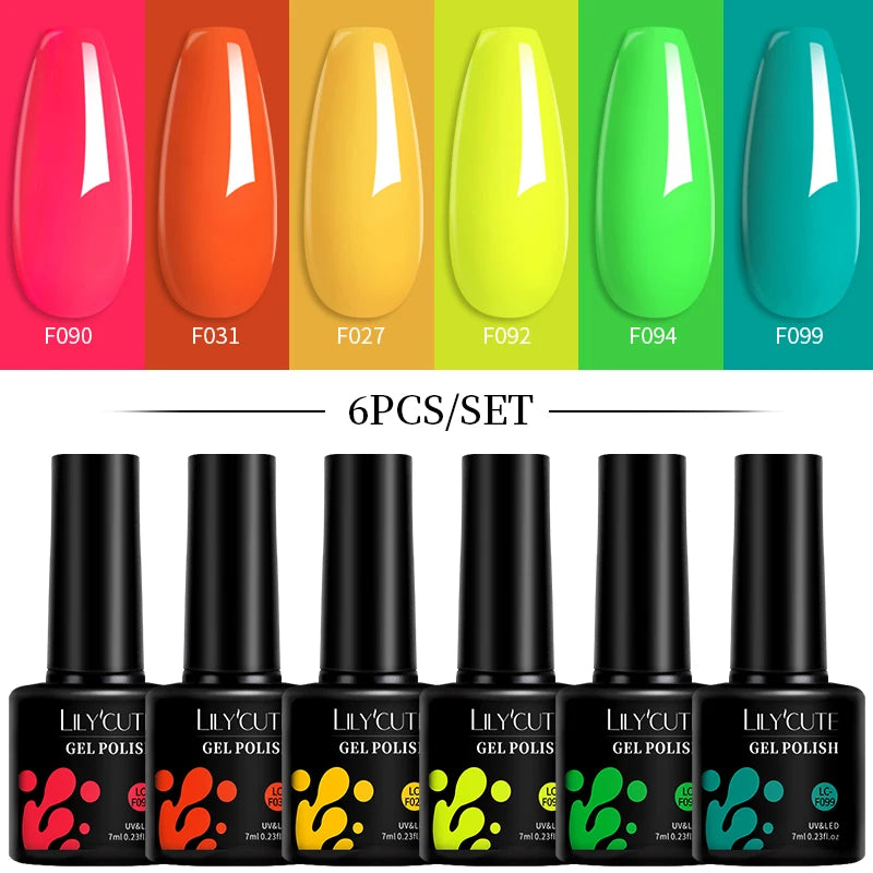 Set 6 Piese Oja Gel Termica LILYCUTE 7ML Serie Roșie