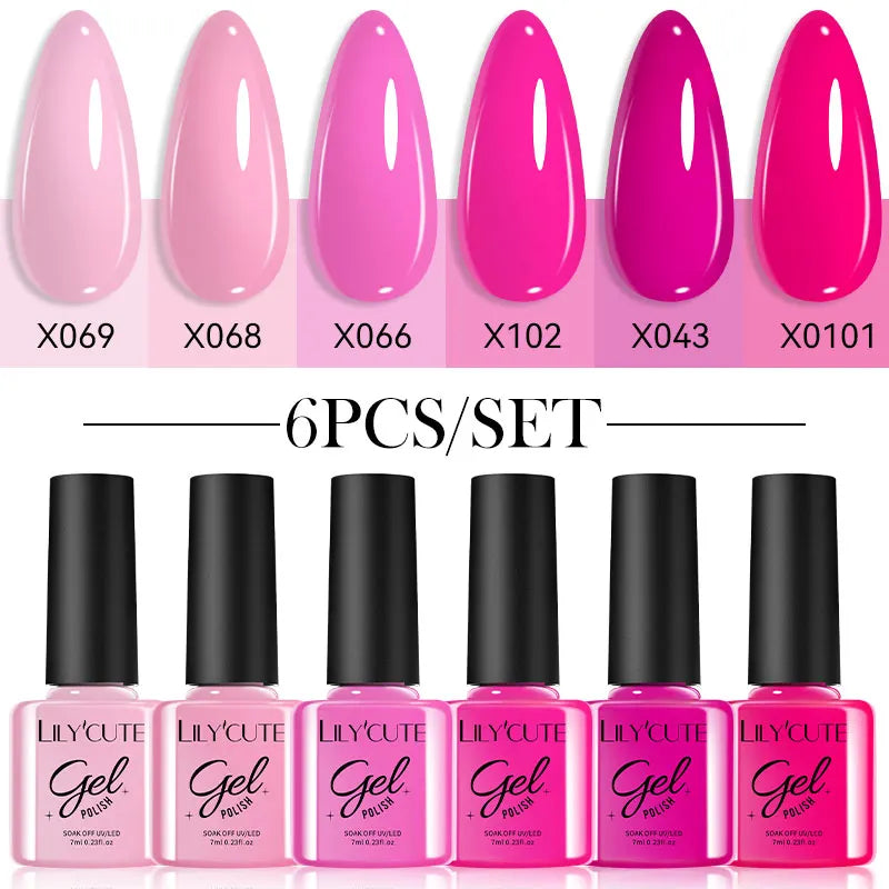 LILYCUTE Set de 6 Piese 7ml Oja Gel pentru Unghii DIY