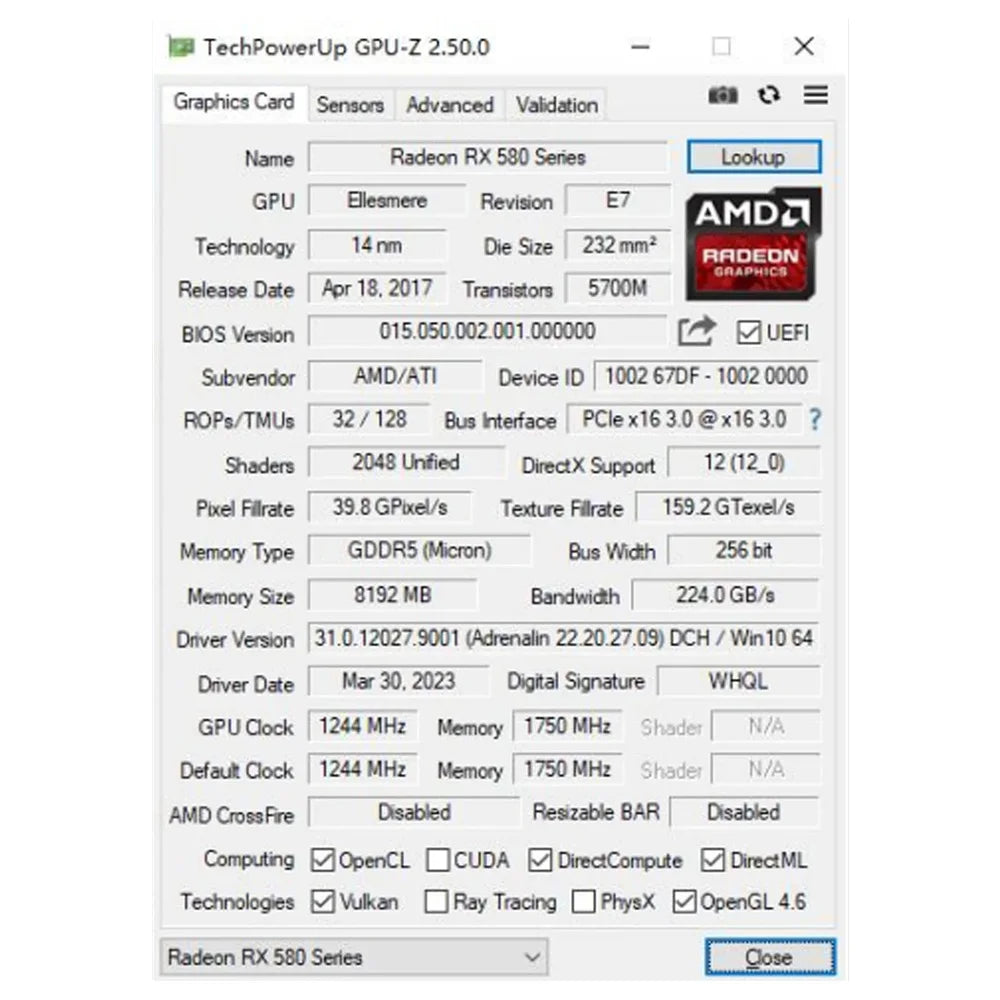 SOYO AMD Radeon RX580 8G Placa Video GDDR5 pentru Gaming