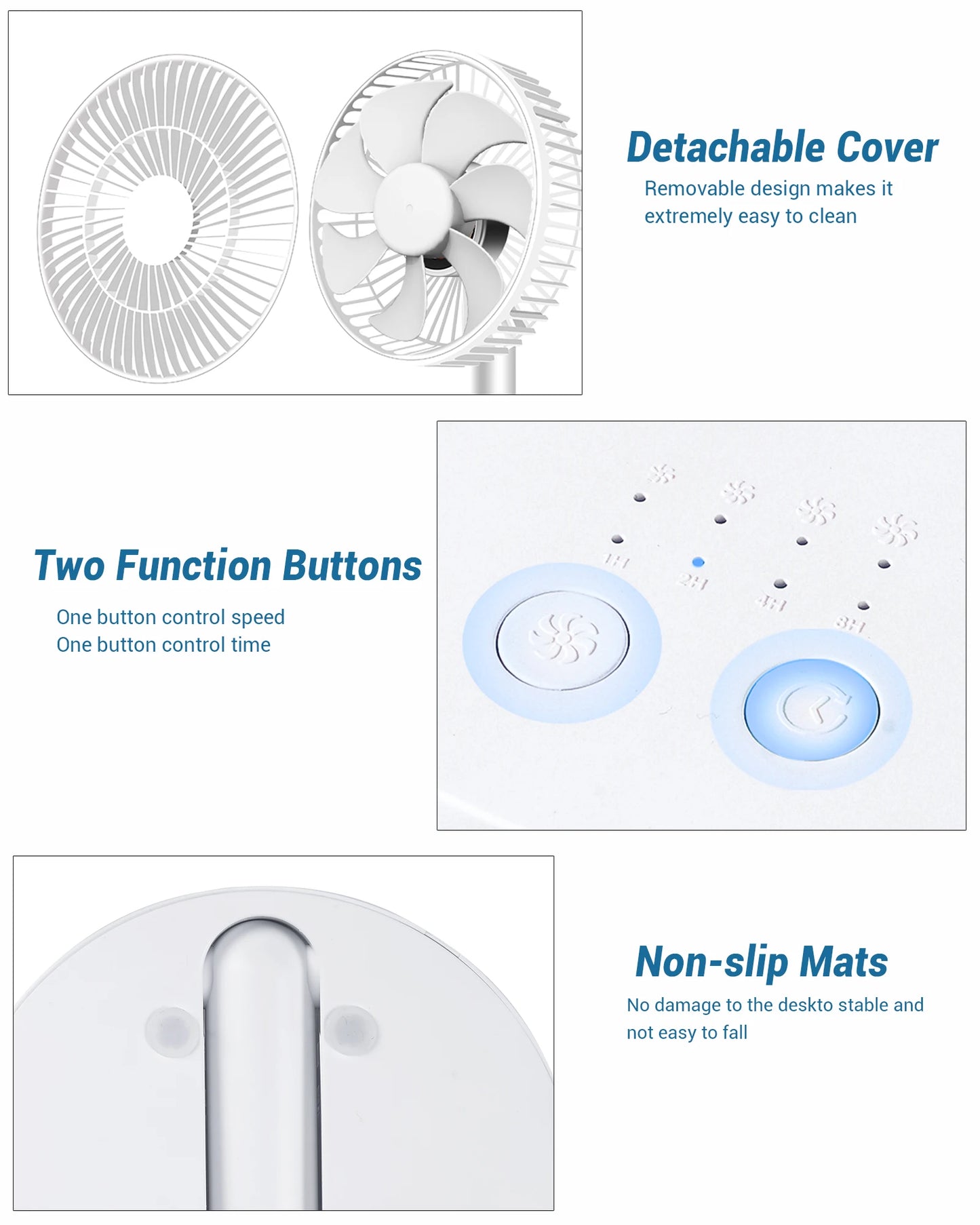 Ventilator USB Plian cu 4 Viteze și Temporizator