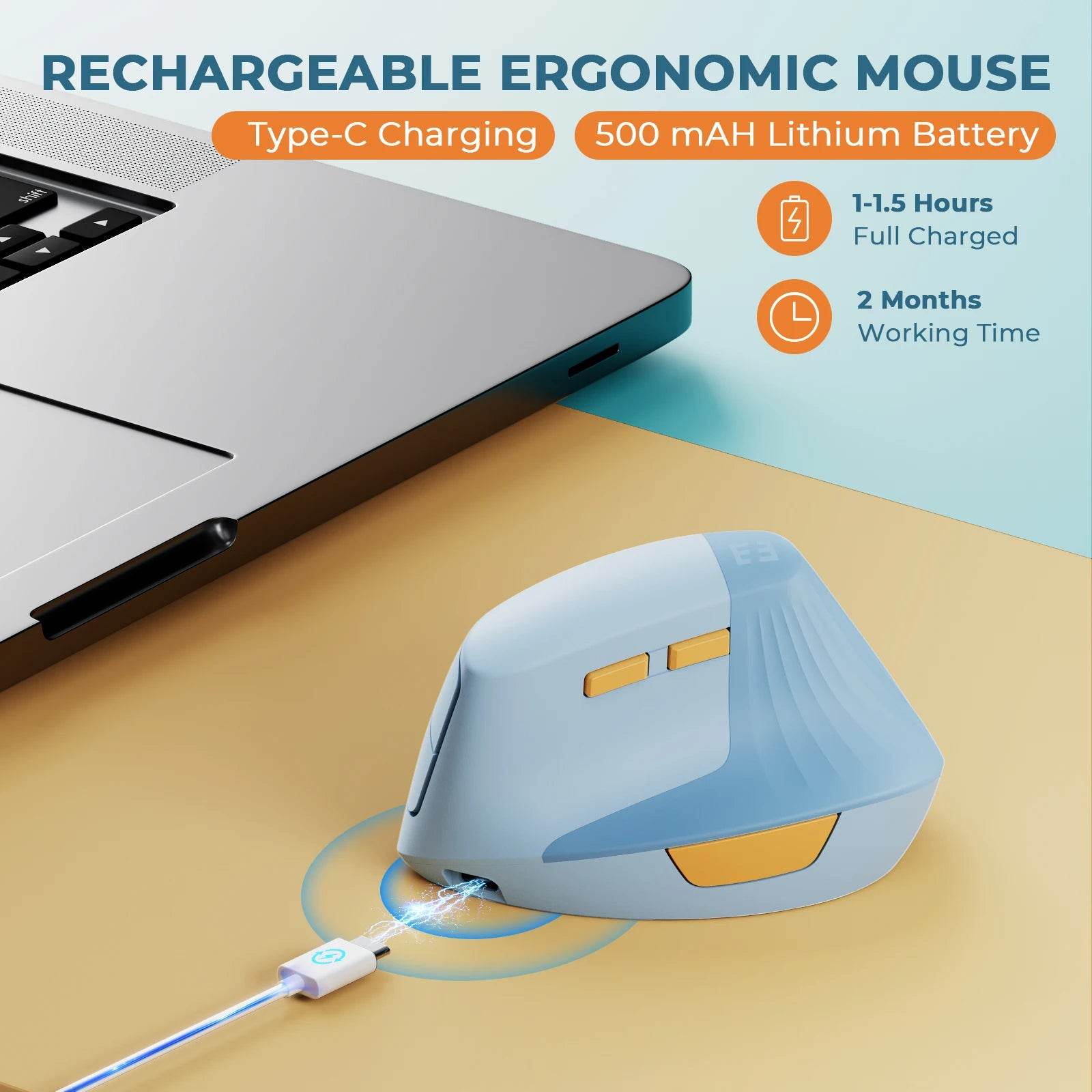 Mouse Vertical Wireless Seenda Tip C Ergonomic - Venduqo