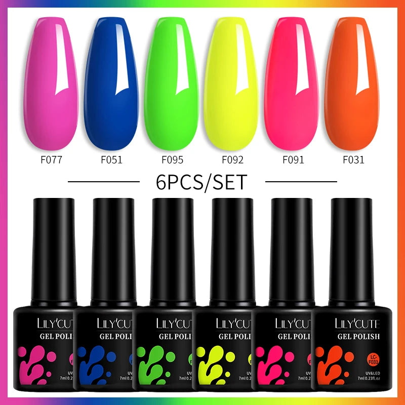 Set 6 Piese Oja Gel Termica LILYCUTE 7ML Serie Roșie