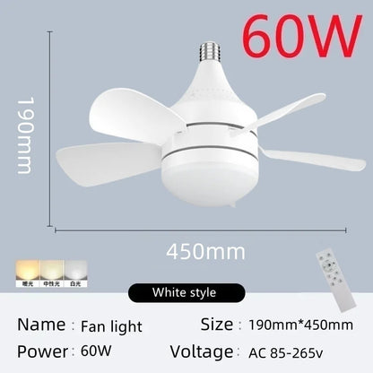 Ventilator De Plafon LED 60W cu Lumina și Telecomandă