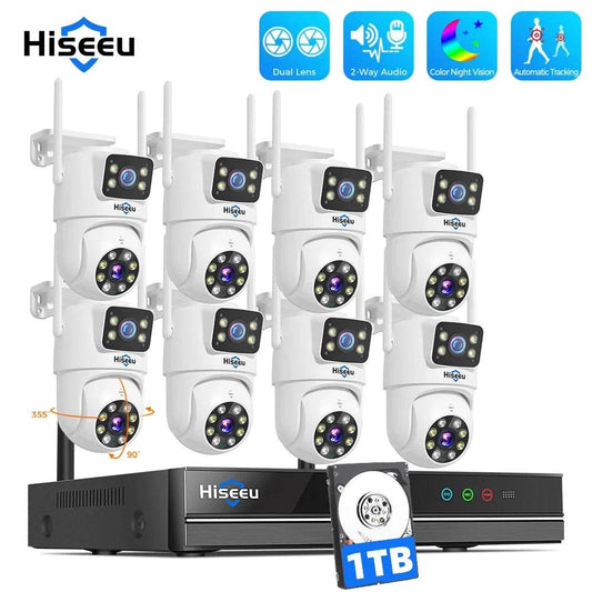 Sistem de Supraveghere Hiseeu H.265 16CH NVR 3K 6MP cu Cameră PTZ Dual Lens - Venduqo