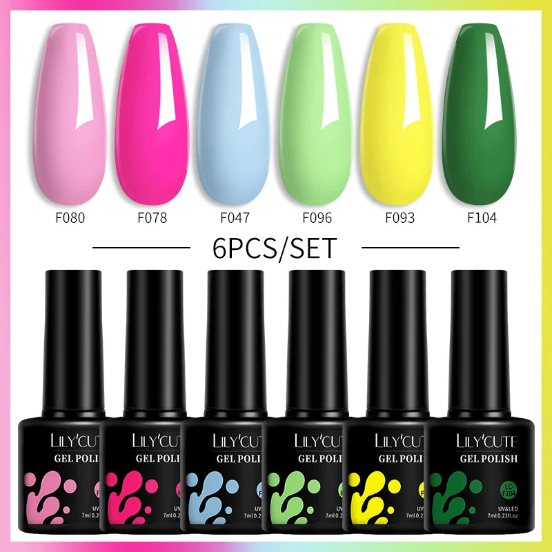 Set 6 Piese Oja Gel Termica LILYCUTE 7ML Serie Roșie