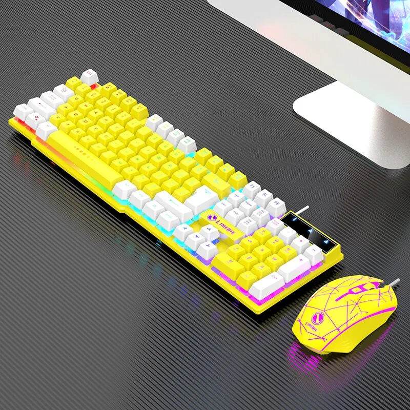 Set Tastatură și Mouse Wired Luminiscente Mecanic pentru PC - Venduqo