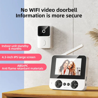 Video interfon wireless cu cameră pentru vedere nocturnă 4.3"