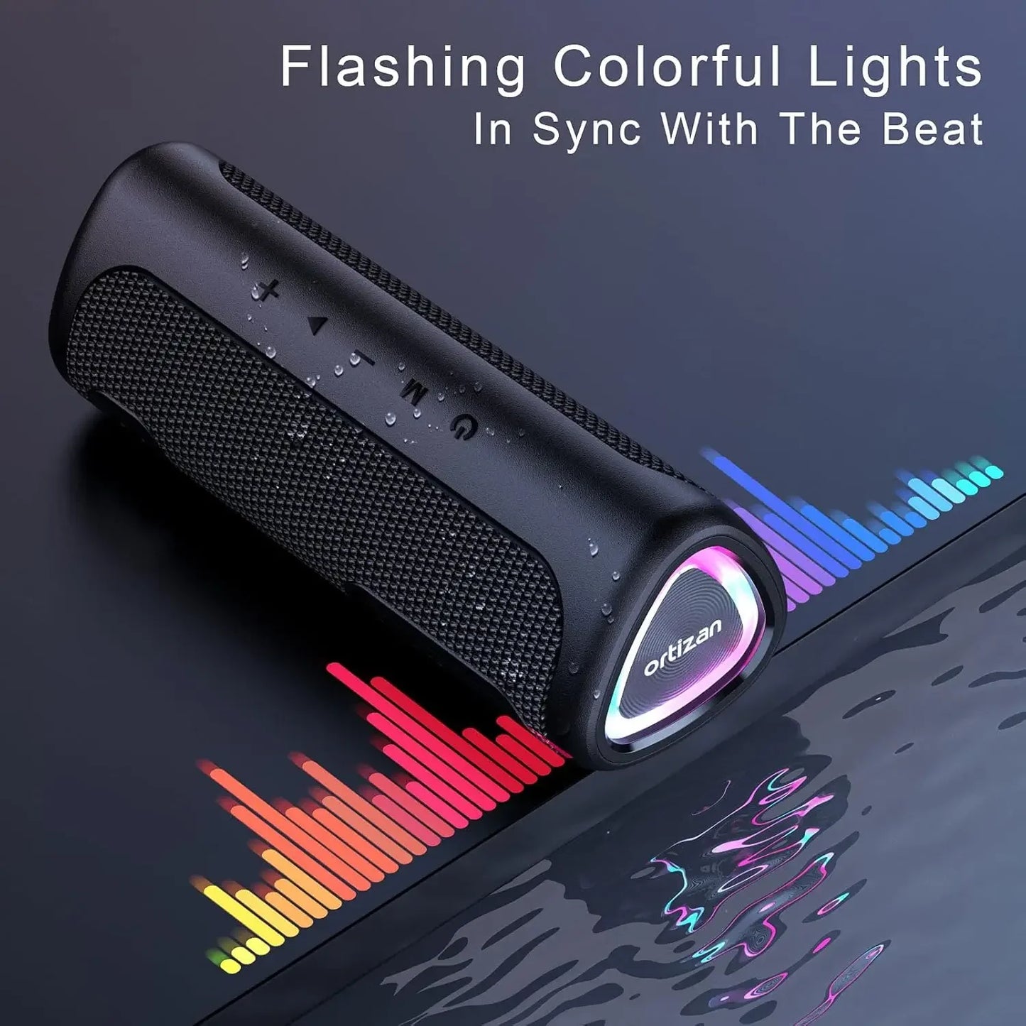 Difuzor Bluetooth Ortizan M7 - Bas Puternic, IPX7 Waterproof, Lumini RGB