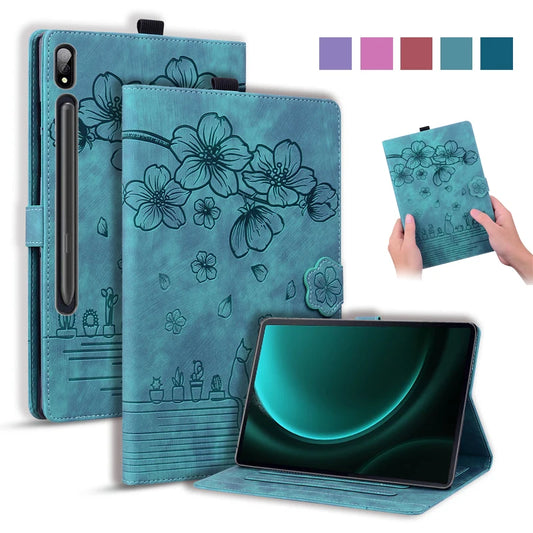 Funda Samsung Galaxy Tab S9 FE 10.9" 3D Floare Pisica