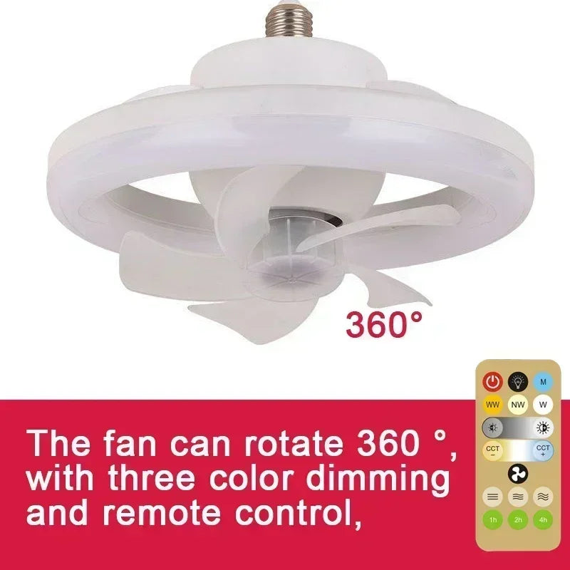 Ventilator de Tavan cu Control de la Distanță și Lumină LED E27