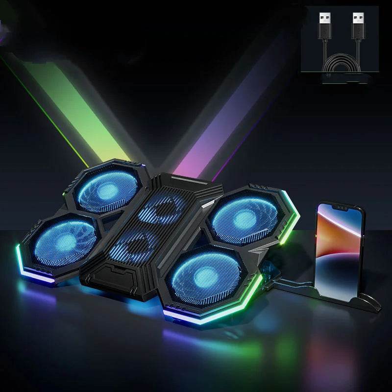 Răcitor Laptop Gaming 17 Inch cu 6 Ventilatoare RGB - Venduqo