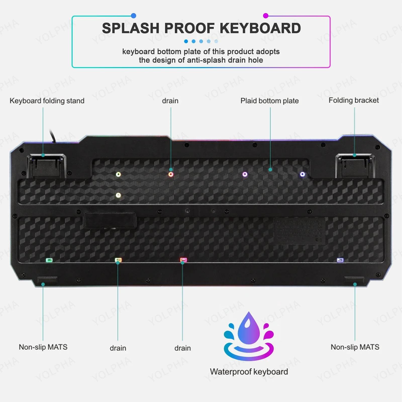 Set Tastatură și Mouse Gaming Crack Rainbow Glow - Venduqo